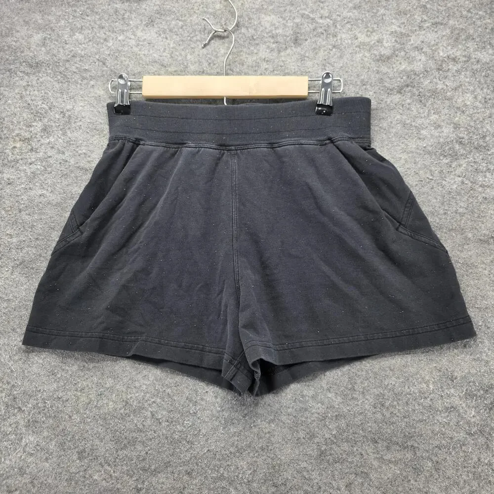 Lululemon Shorts Womens S Black French Terry Cotton Spandex Pockets 3.5 Inseam